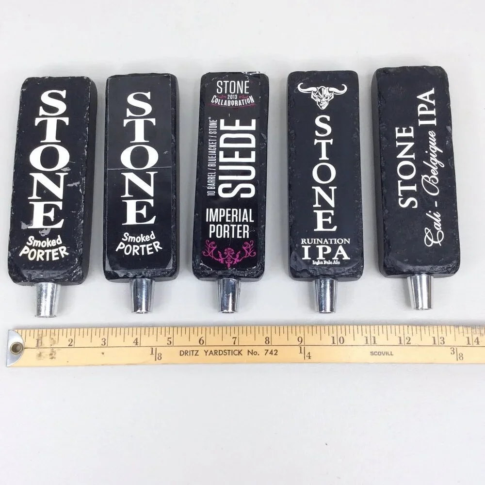 Lot of 5 Stone Brewing Tap‎ Handles Suede RuinTen Porter Double Bastard